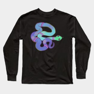 Cute watercolor blue snake Long Sleeve T-Shirt